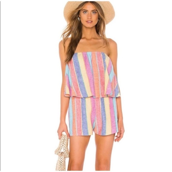 Show Me Your Mumu Thelma rainbow stripe linen romper size xsmall - Picture 1 of 5